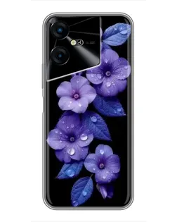 Чехол для TECNO POVA Neo 3 с картинкой «Фиолетовые цветы с росою»