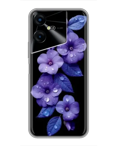 Чехол для TECNO POVA Neo 3 с картинкой «Фиолетовые цветы с росою»