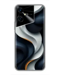 Чехол для TECNO POVA Neo 3 с картинкой «Объемные черно-белые ленты» Чехол для TECNO POVA Neo 3 с картинкой «Объемные черно-белые ленты»