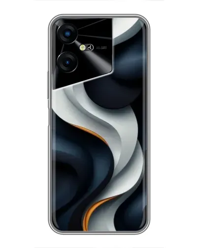 Чехол для TECNO POVA Neo 3 с картинкой «Объемные черно-белые ленты»
