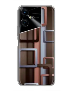 Чехол для TECNO POVA Neo 3 с картинкой «Коричневые объемные квадраты» Чехол для TECNO POVA Neo 3 с картинкой «Коричневые объемные квадраты»