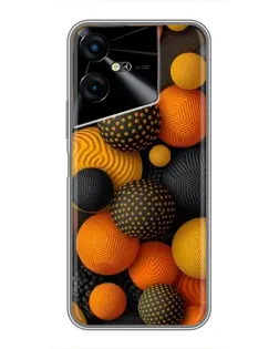 Чехол для TECNO POVA Neo 3 с картинкой «Объемные оранжевые сферы»