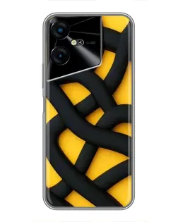 Чехол для TECNO POVA Neo 3 с картинкой «Черное желтое переплетение»