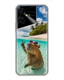Чехол для TECNO POVA Neo 3 с картинкой «Капибара на море»