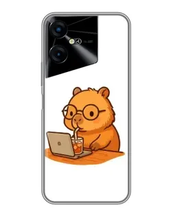 Чехол для TECNO POVA Neo 3 с картинкой «Капибара с ноутбуком»