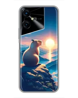Чехол для TECNO POVA Neo 3 с картинкой «Закат солнца с капибарой»