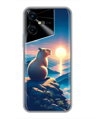 Чехол для TECNO POVA Neo 3 с картинкой «Закат солнца с капибарой»