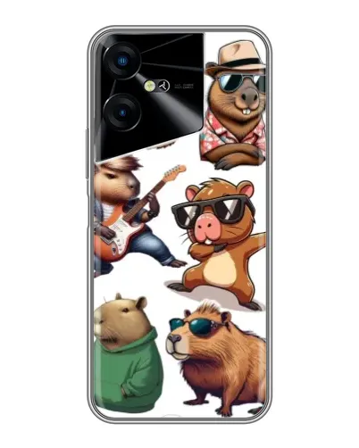 Чехол для TECNO POVA Neo 3 с картинкой «Крутые капибары музыканты»