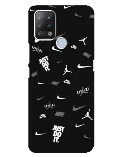 Чехол для TECNO Pova с картинкой «Nike Black Pattern»