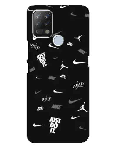 Чехол для TECNO Pova с картинкой «Nike Black Pattern»
