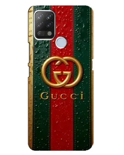Чохол для TECNO Pova з картинкою «Gucci — фірмова смуга та золото»