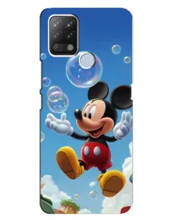 Чехол для TECNO Pova с картинкой «Mickey и мыльные пузыри»
