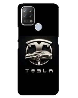 Чохол для TECNO Pova з картинкою «Tesla — срібне авто»