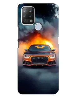 Чохол для TECNO Pova з картинкою «Audi у вогняному диму»
