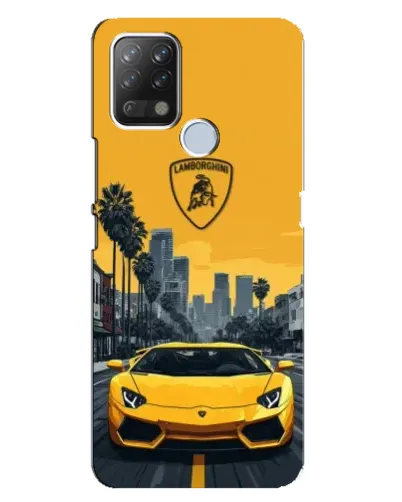 Чохол для TECNO Pova з картинкою «Жовтий Lamborghini місто»