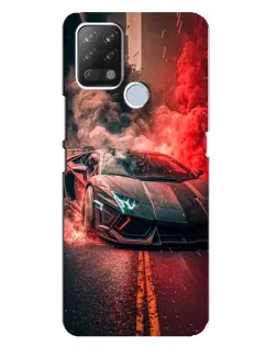 Чохол для TECNO Pova з картинкою «Lamborghini червоний дим»
