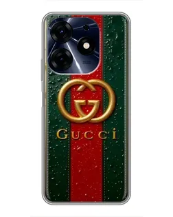 Чехол для TECNO Spark 10 Pro с картинкой «Gucci — фирменная полоса и золото» Чехол для TECNO Spark 10 Pro с картинкой «Gucci — фирменная полоса и золото»