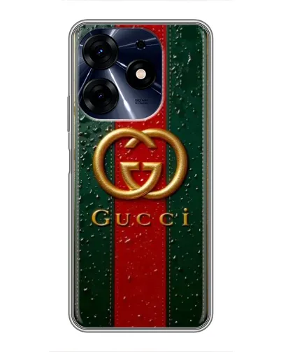Чехол для TECNO Spark 10 Pro с картинкой «Gucci — фирменная полоса и золото» Чехол для TECNO Spark 10 Pro с картинкой «Gucci — фирменная полоса и золото»