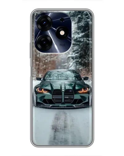 Чехол для TECNO Spark 10 Pro с картинкой «BMW в зимнем лесу»