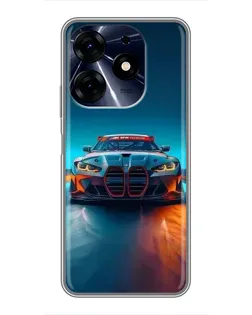 Чехол для TECNO Spark 10 Pro с картинкой «BMW — огни неона»