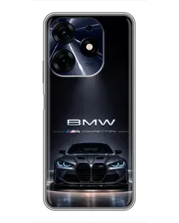 Чехол для TECNO Spark 10 Pro с картинкой «BMW сквозь ночной город»