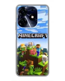 Чехол для TECNO Spark 10 Pro с картинкой «Minecraft классический мир»