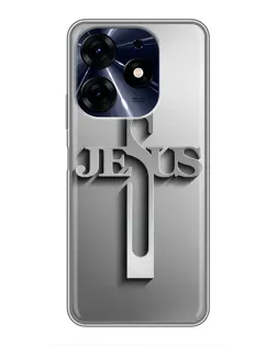 Чехол для TECNO Spark 10 Pro с картинкой «Металлический крест Jesus»