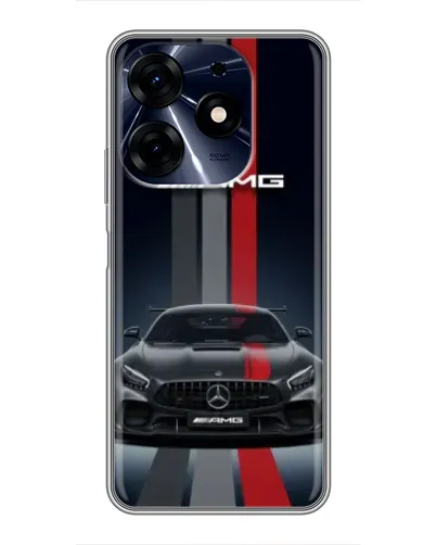 Чехол для TECNO Spark 10 Pro с картинкой «Mercedes — белый карбон»