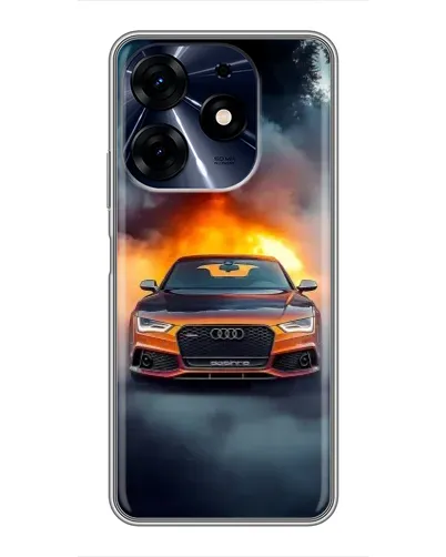 Чехол для TECNO Spark 10 Pro с картинкой «Audi в огненном дыму»