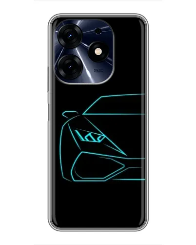 Чехол для TECNO Spark 10 Pro с картинкой «Голубой силуэт Lamborghini»
