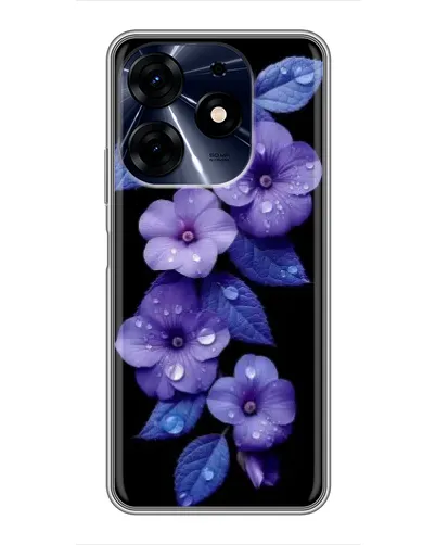 Чехол для TECNO Spark 10 Pro с картинкой «Фиолетовые цветы с росою»