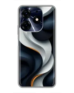 Чехол для TECNO Spark 10 Pro с картинкой «Объемные черно-белые ленты»