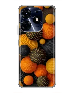Чехол для TECNO Spark 10 Pro с картинкой «Объемные оранжевые сферы»