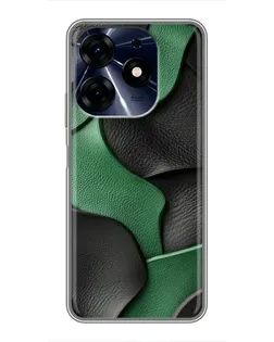 Чехол для TECNO Spark 10 Pro с картинкой «Зеленые кожаные волны»