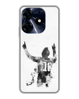 Чехол для TECNO Spark 10 Pro с картинкой «Черно-белый силуэт Месси» Чехол для TECNO Spark 10 Pro с картинкой «Черно-белый силуэт Месси»