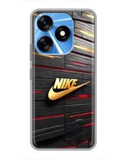 Чехол для TECNO Spark 10 с картинкой «Золотой Nike на металле»