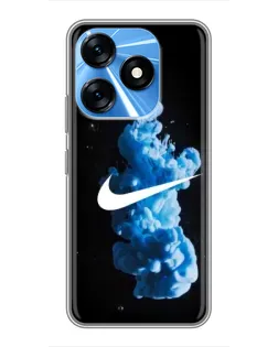 Чехол для TECNO Spark 10 с картинкой «Nike и синий дым»