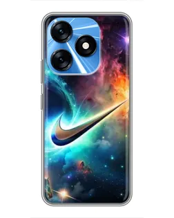 Чехол для TECNO Spark 10 с картинкой «Космический Nike Swoosh»