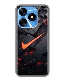 Чехол для TECNO Spark 10 с картинкой «Nike — эффект разломов»