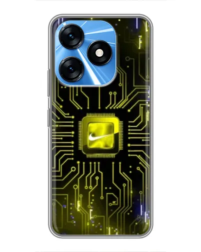 Чехол для TECNO Spark 10 с картинкой «Nike — золотая искра»