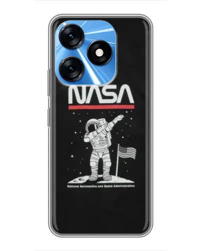 Чехол для TECNO Spark 10 с картинкой «NASA — шагаем по Луне» Чехол для TECNO Spark 10 с картинкой «NASA — шагаем по Луне»