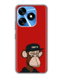 Чехол для TECNO Spark 10 с картинкой «Bored Ape — красный фон» Чехол для TECNO Spark 10 с картинкой «Bored Ape — красный фон»