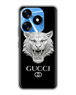 Чохол для TECNO Spark 10 з картинкою «Gucci — срібний лев»