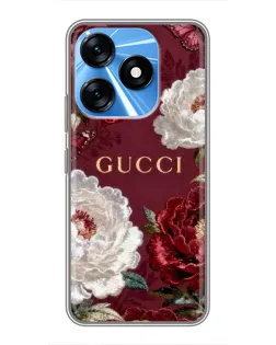 Чохол для TECNO Spark 10 з картинкою «Gucci — бордові троянди»