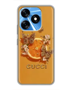 Чохол для TECNO Spark 10 з картинкою «Gucci — золоті метелики»