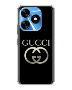 Чохол для TECNO Spark 10 з картинкою «Gucci — золото на чорному»