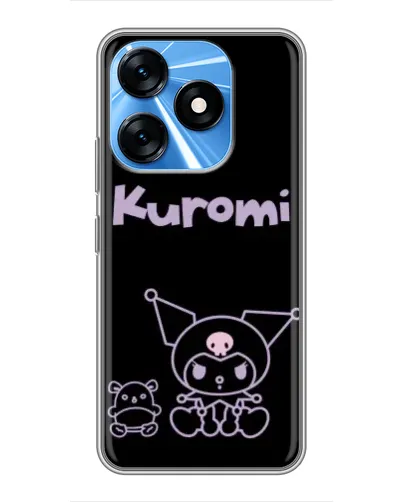 Чехол для TECNO Spark 10 с картинкой «Kuromi — черный минимализм»