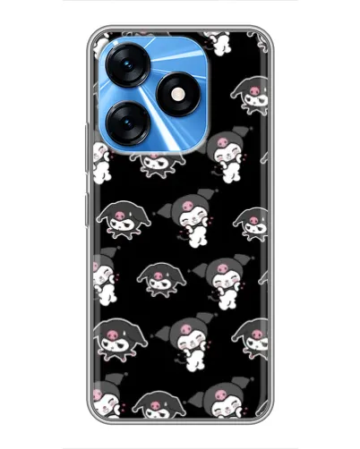 Чехол для TECNO Spark 10 с картинкой «Черный паттерн Kuromi»