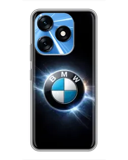 Чехол для TECNO Spark 10 с картинкой «BMW — неоновое сияние»
