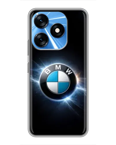 Чехол для TECNO Spark 10 с картинкой «BMW — неоновое сияние»